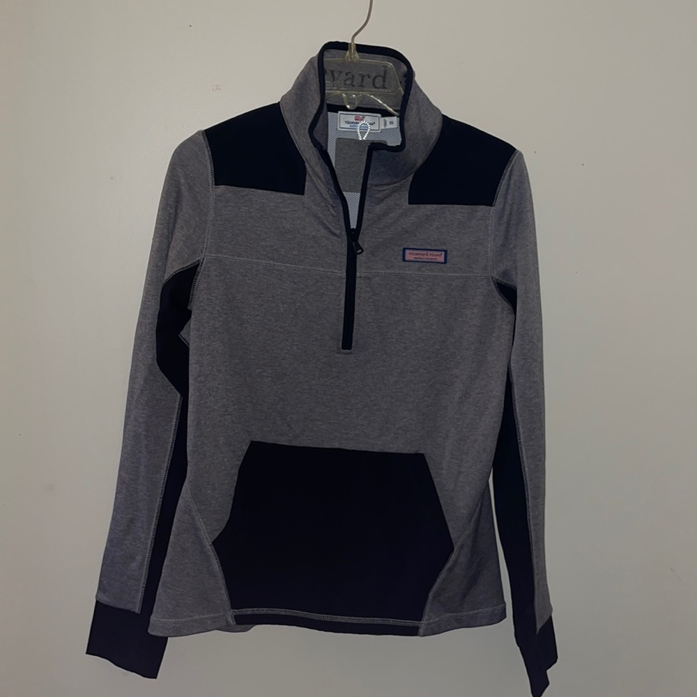 Woman’s Vineyard Vines grey and black athletic quarter zip
